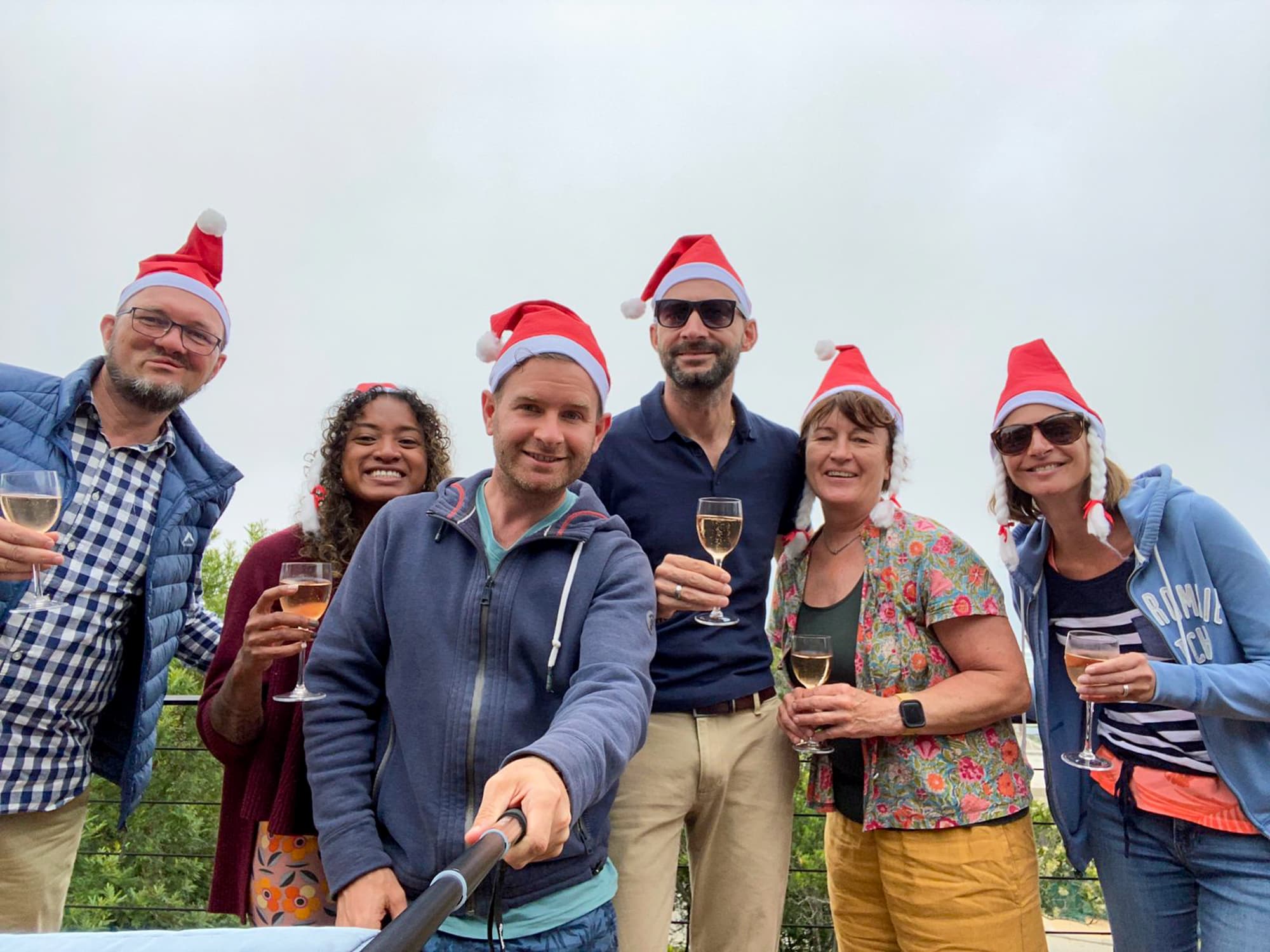 Family Friends posing for Christmas in Wilderness, SA.